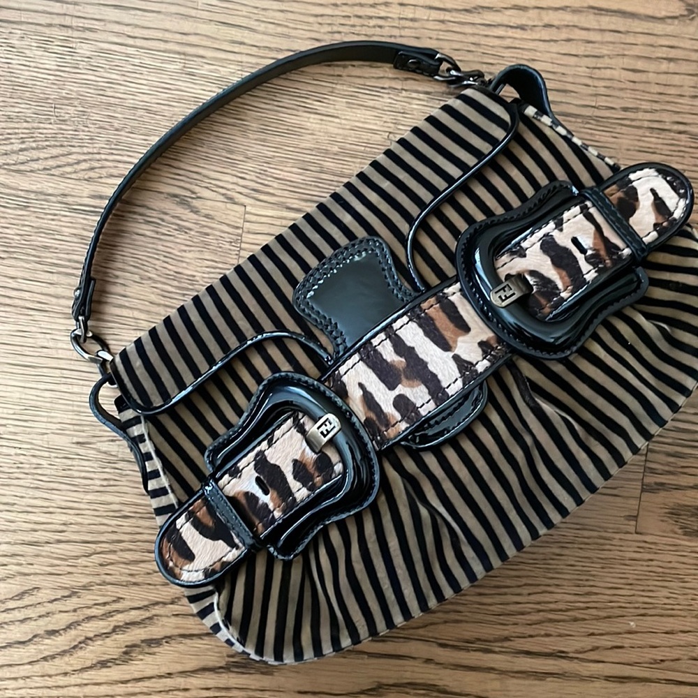Stripe and leopard fendi bag - vintage authentic
